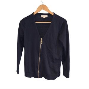 Michael Kors Navy Gold Zipper Sweater